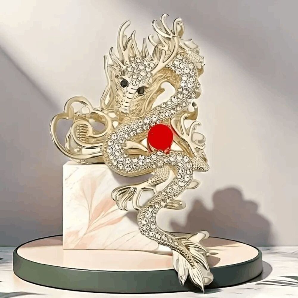 Golden Diamond Dragon Hair Clip Hair Accessories